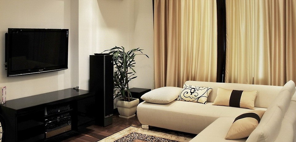 Textile interior design. Living room
